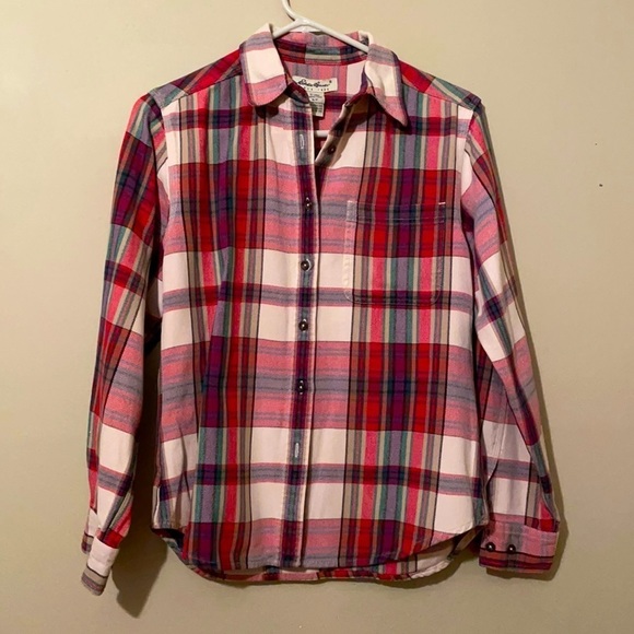 Eddie Bauer Tops - Eddie Bauer, red plaid flannel shirt size small